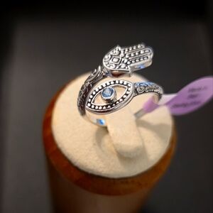 Mystic Silver Hamsa and Eye Ring